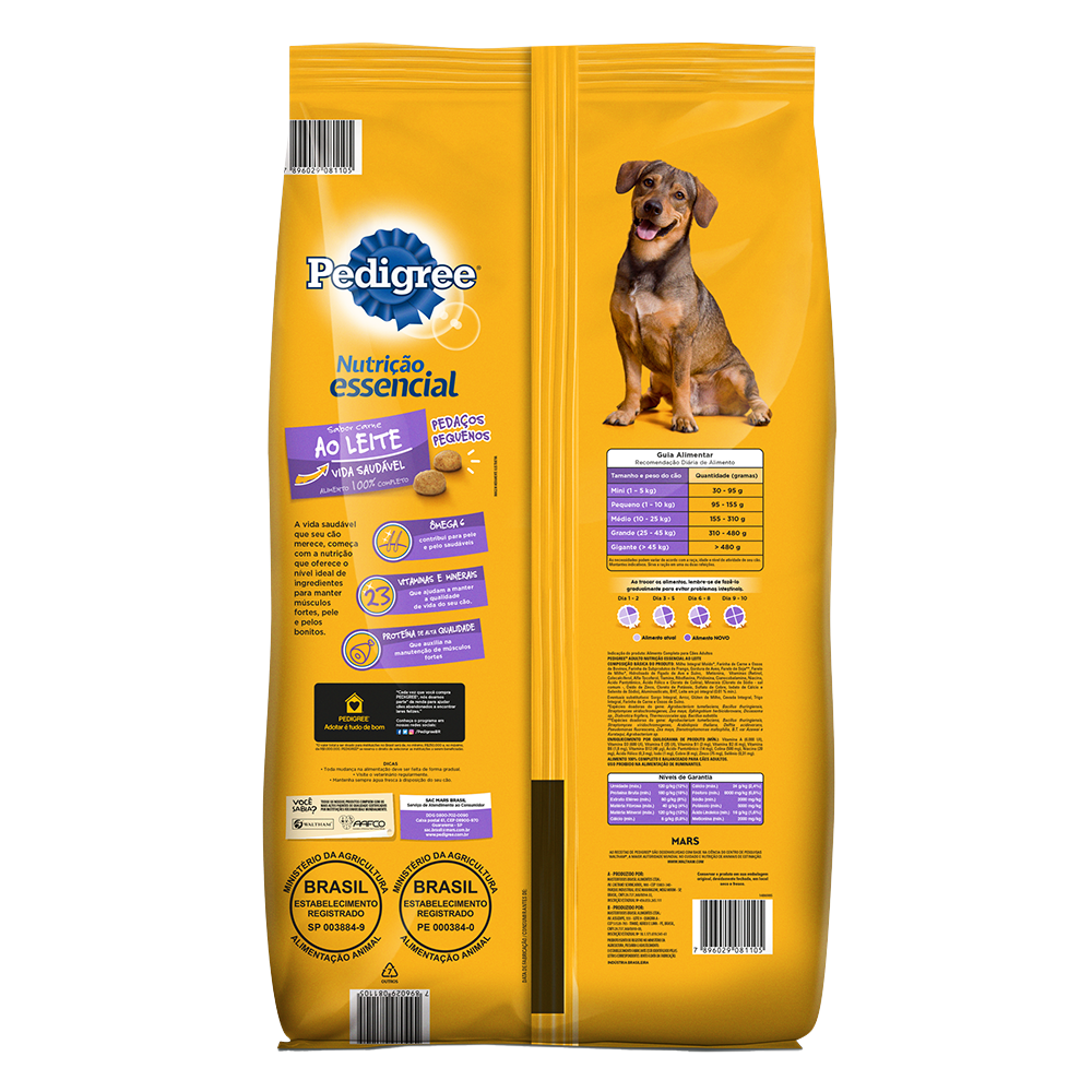 PEDIGREE® Nutrição Essencial ração seca adulto sabor carne ao leite