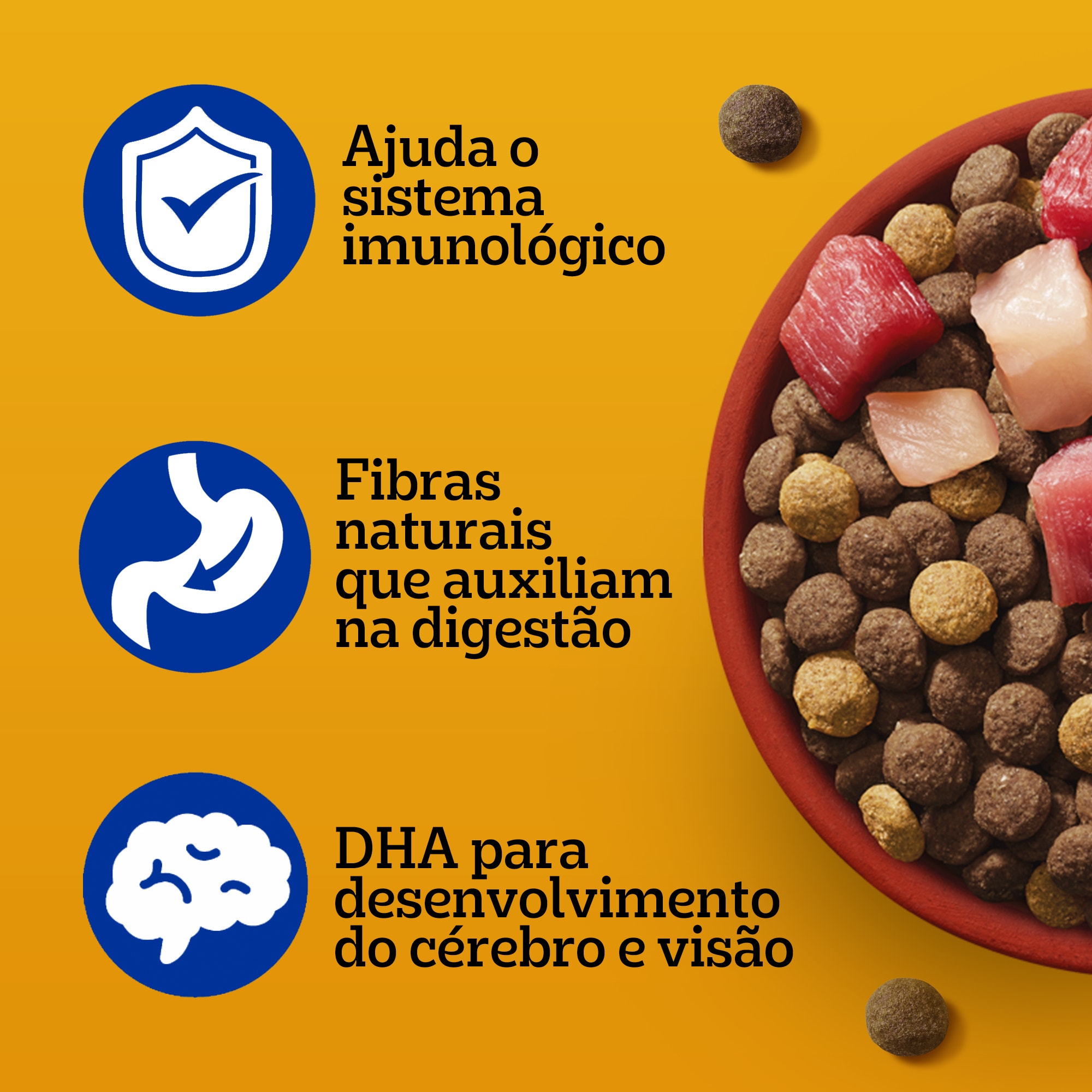 Ração Seca Filhote Sabor Carne, Frango e Cereais