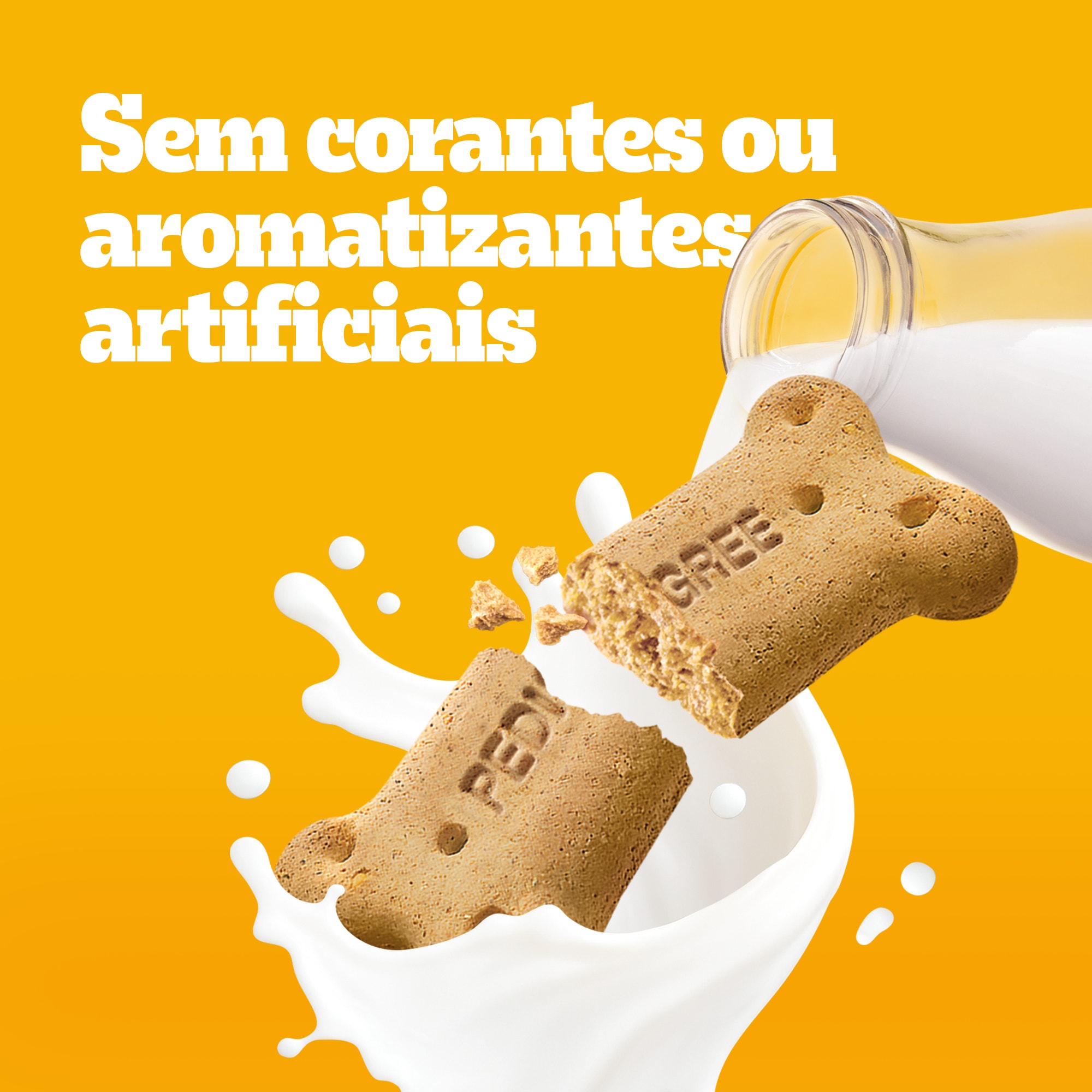 Ossinho crocante do petisco para cachorro de raças grandes Pedigree Biscrok, sem corantes ou aromatizantes artificiais.