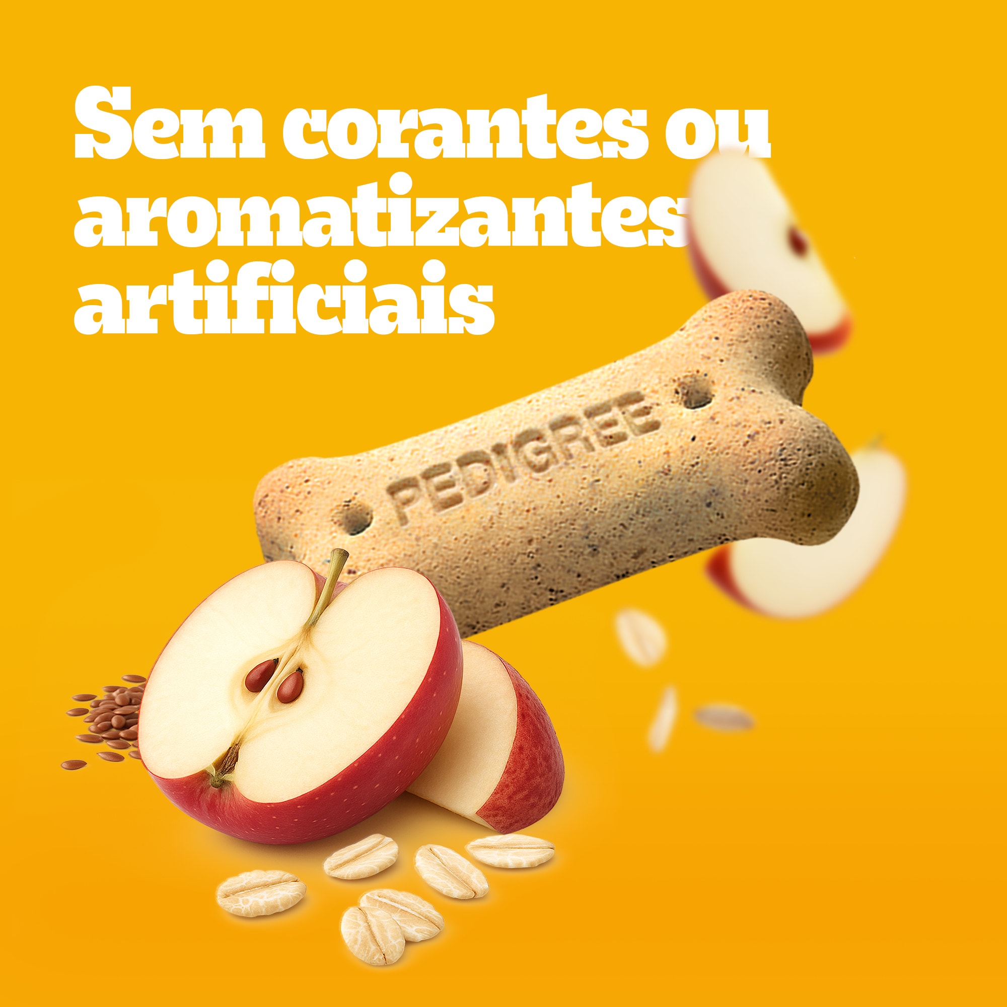 Biscoito Biscrok sabor maçã, linhaça e aveia, feito com ingredientes naturais