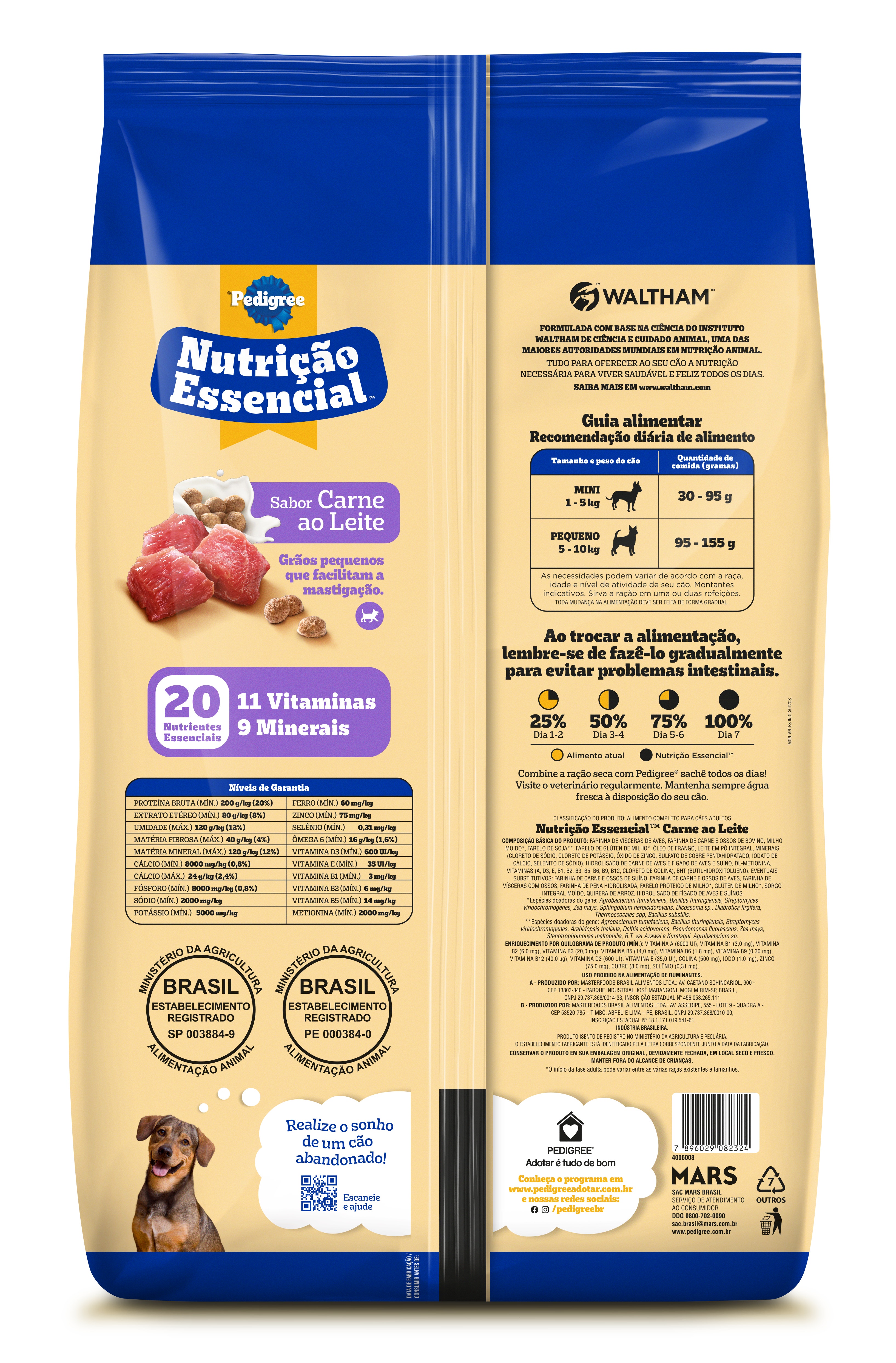 Nutrição essencial sabor carne ao leite 20kg