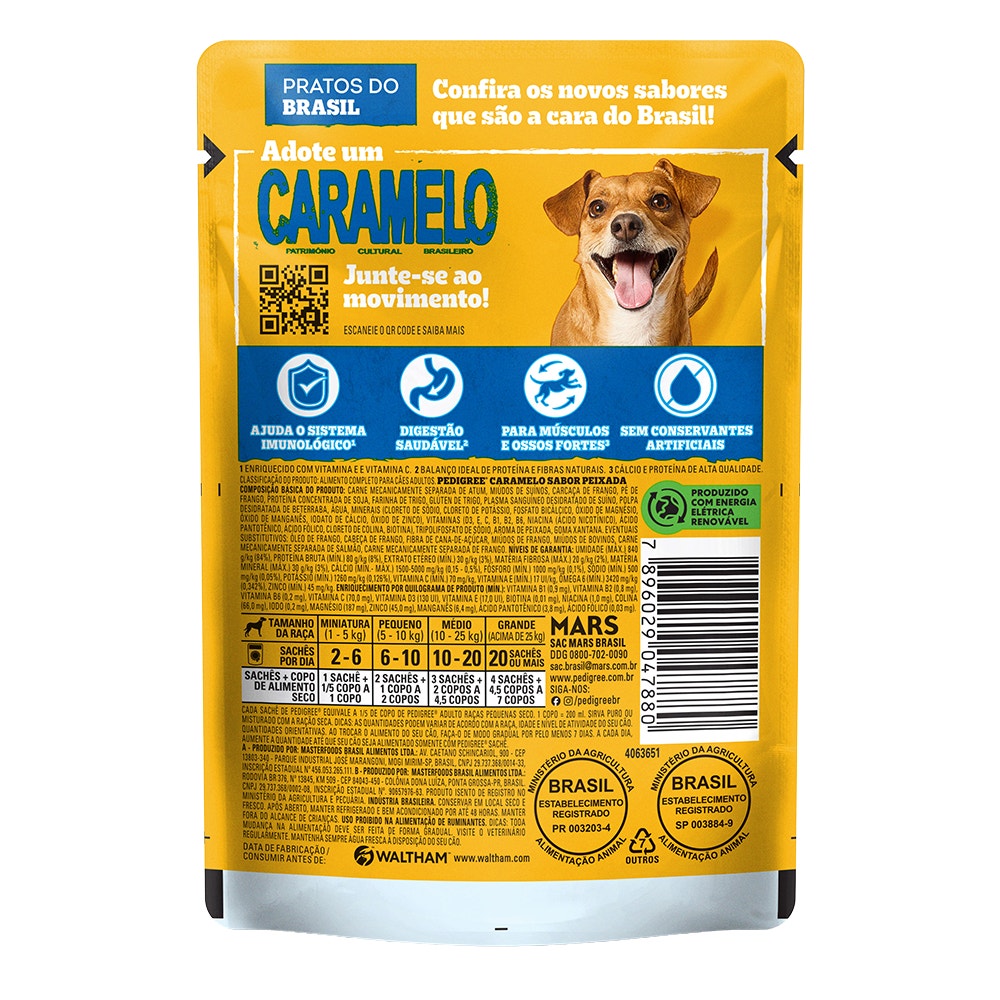 Ração Úmida Pedigree Caramelo Sachê Peixada Adulto 70g