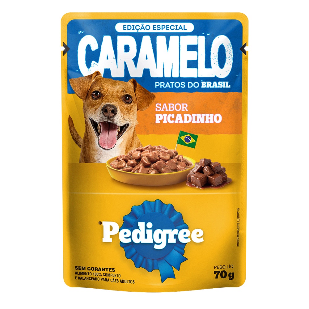 Ração Úmida Pedigree Caramelo Sachê Picadinho Adulto 70g