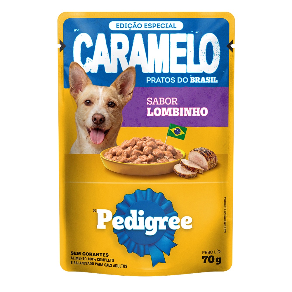 Ração Úmida Pedigree Caramelo Sachê Lombinho Adulto 70g
