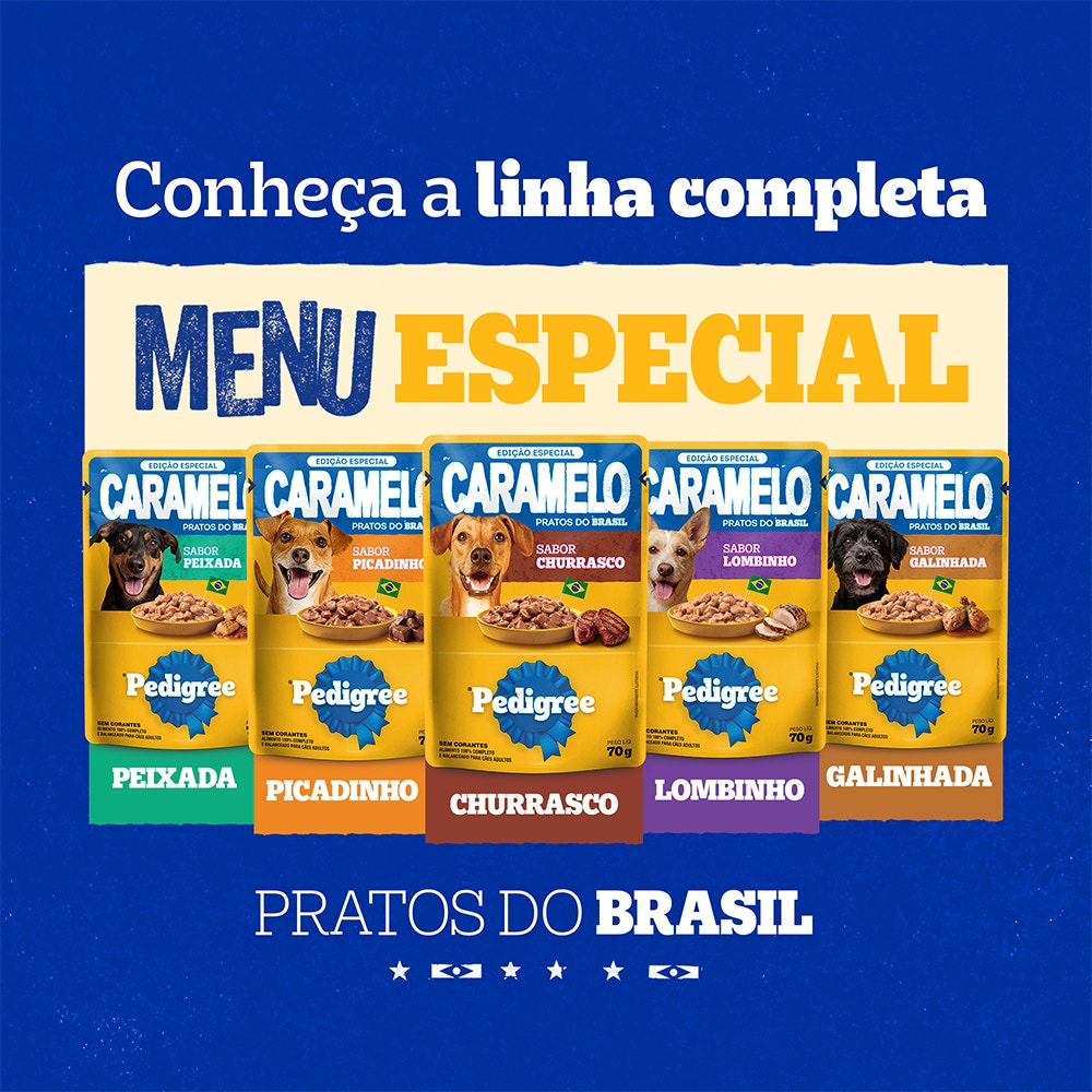 Ração Úmida Pedigree Caramelo Sachê Lombinho Adulto 70g