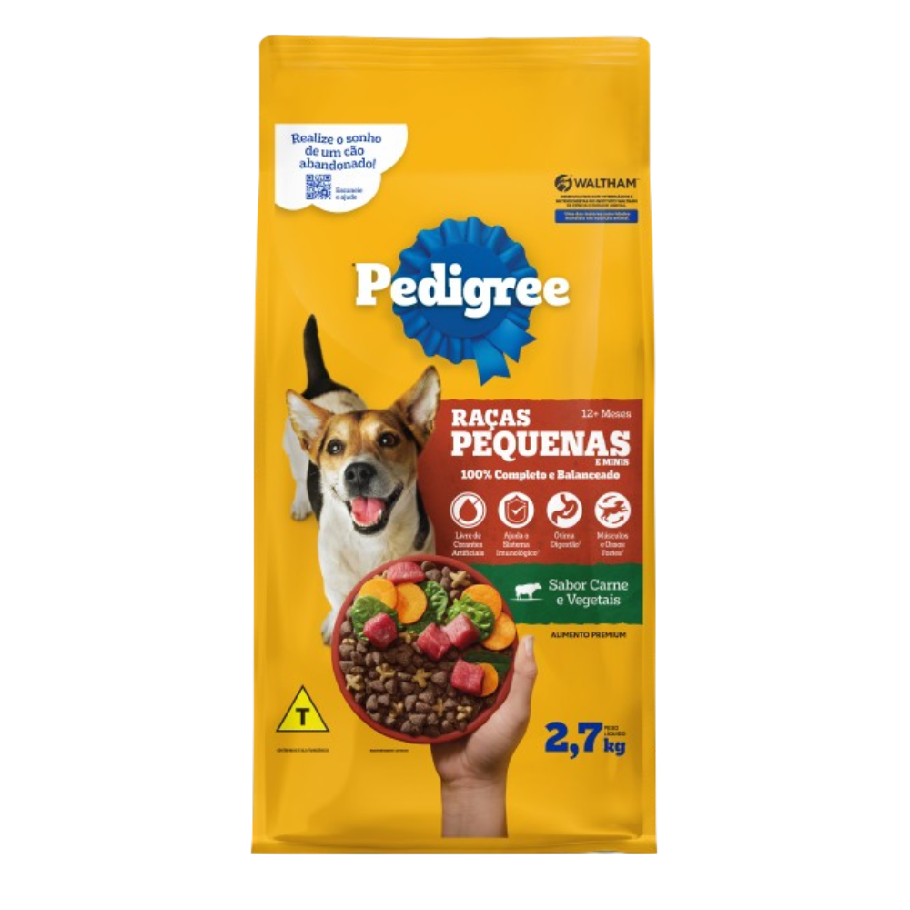 PEDIGREE® Ração Seca Adulto Raças pequenas Sabor Carne e Vegetais