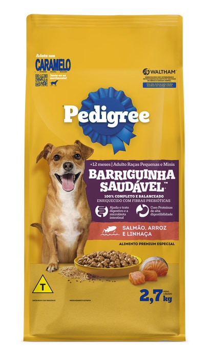 PEDIGREE® Barriguinha Saudável Adulto Sabor Salmão, Arroz e Linhaça