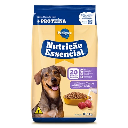 PEDIGREE® Nutrição Essencial Ração Seca Adulto Sabor Carne Ao Leite