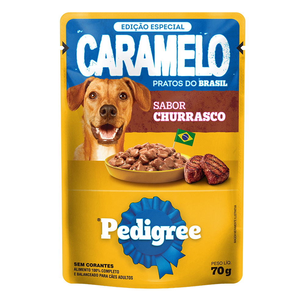 Ração Úmida PEDIGREE® Caramelo Sachê Churrasco Adulto