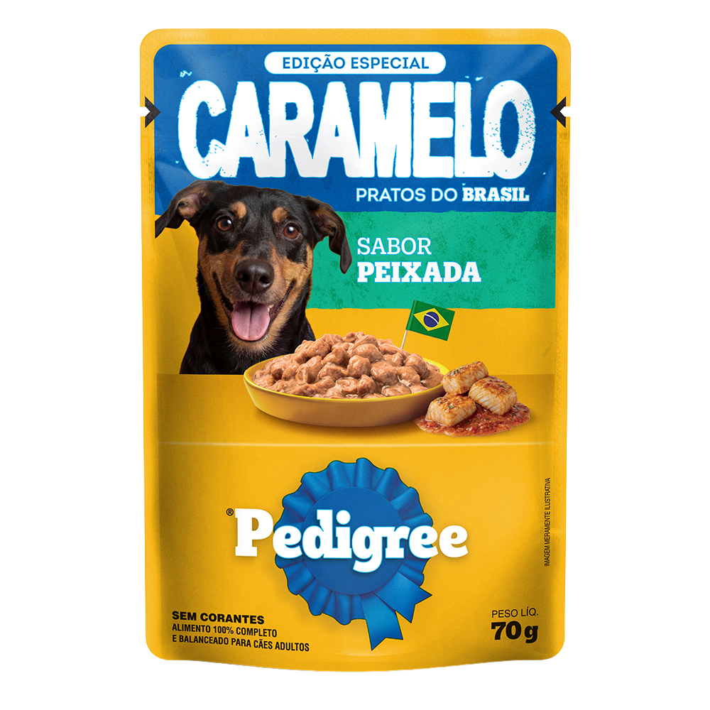 Ração Úmida PEDIGREE® Caramelo Sachê Peixada Adulto
