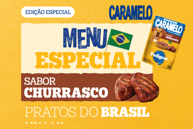 Sachê Pedigree Caramelo Pratos do Brasil sabor churrasco 70 g para cães adultos